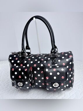 Disney Parks Minnie Mouse Polka Dot Satchel bag white Polka dots with Red Bows
